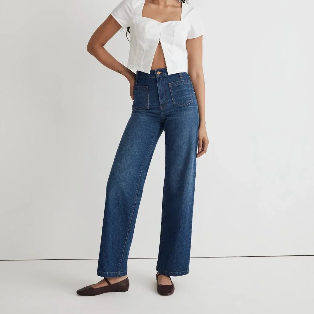 Madewell Perfect Vintage Wide-Leg Patch Pocket Jeans – Caronia Wash – Size 26 - Picture 1 of 14
